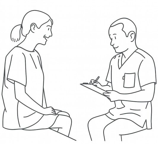 問診(症状などの聞き取り)・聞診(音などの観察)