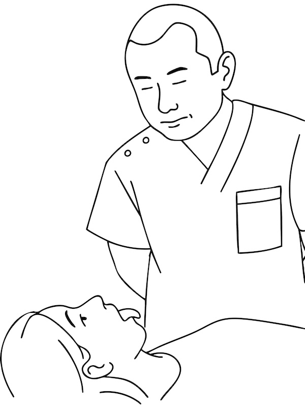 望診:顔色や舌の状態など外見から体調を観察する様子